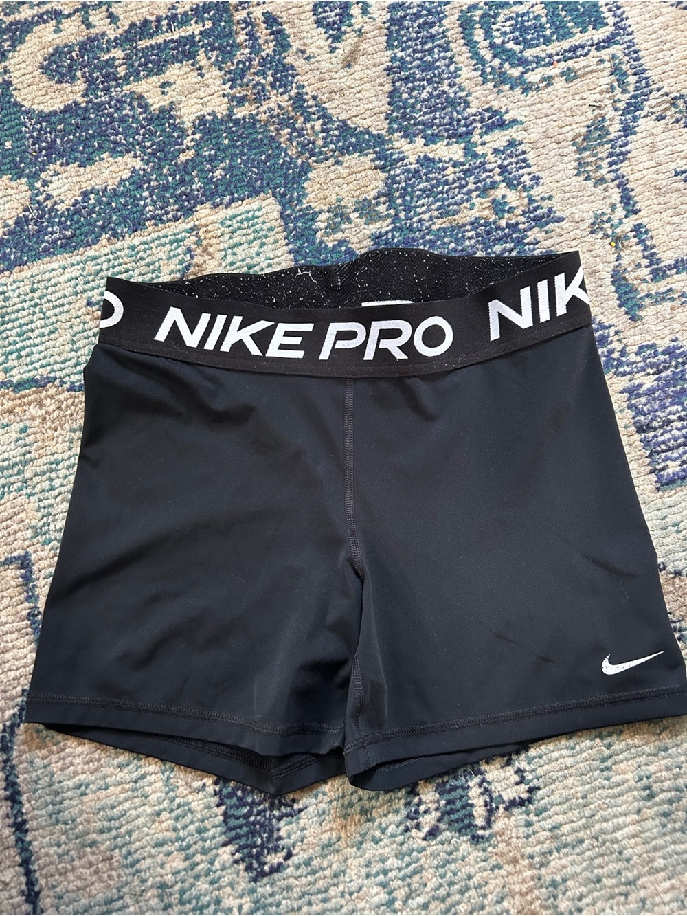 Nike Pro Women's Black Training Compression Shorts with White Logo